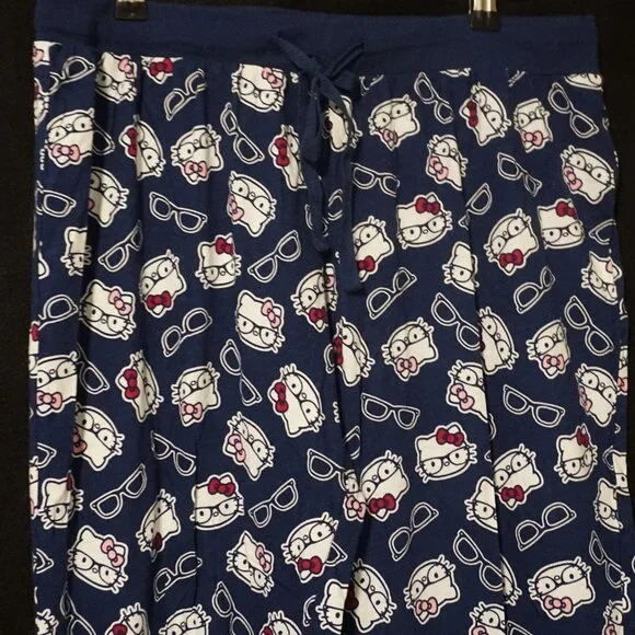 Hello Kitty Navy Blue Lounge Pants Junior’s Large - Picture 2 of 4